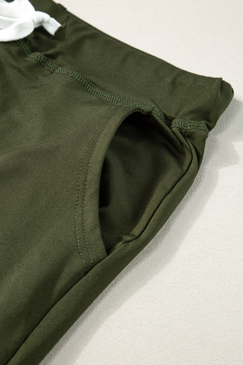 Moss Green Drawstring Waist Pocketed Joggers