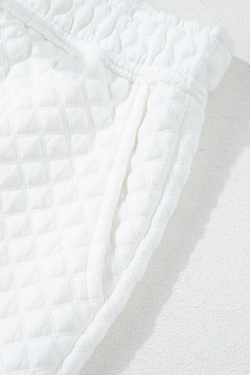 White Quilted Hoodie and Sweatpants Two Piece Set