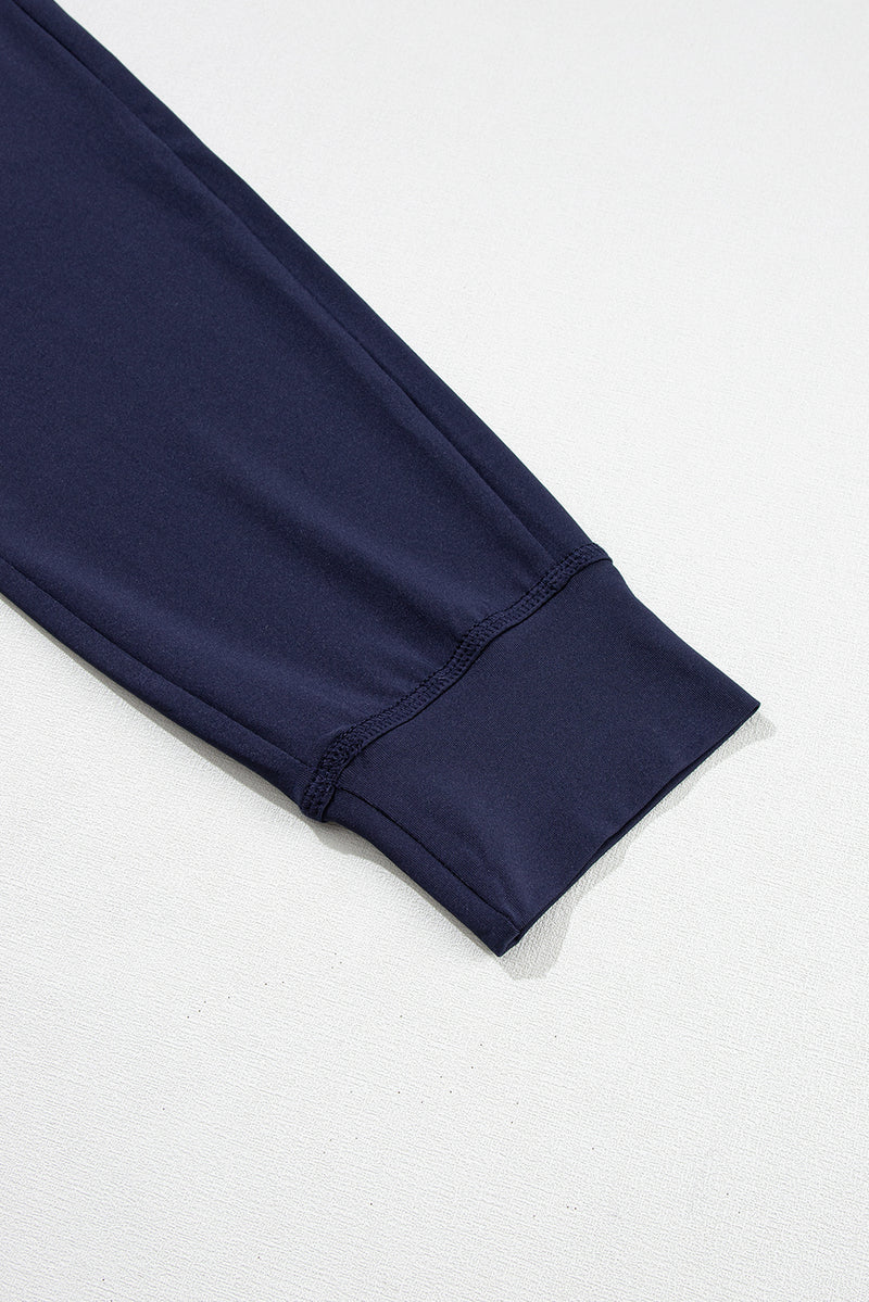 Navy Blue Drawstring Waist Pocketed Joggers