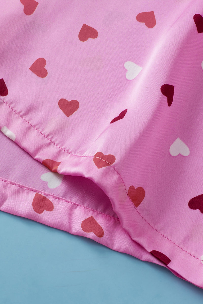 Pink Valentine Heart Shape Print Plus Size Sleepwear