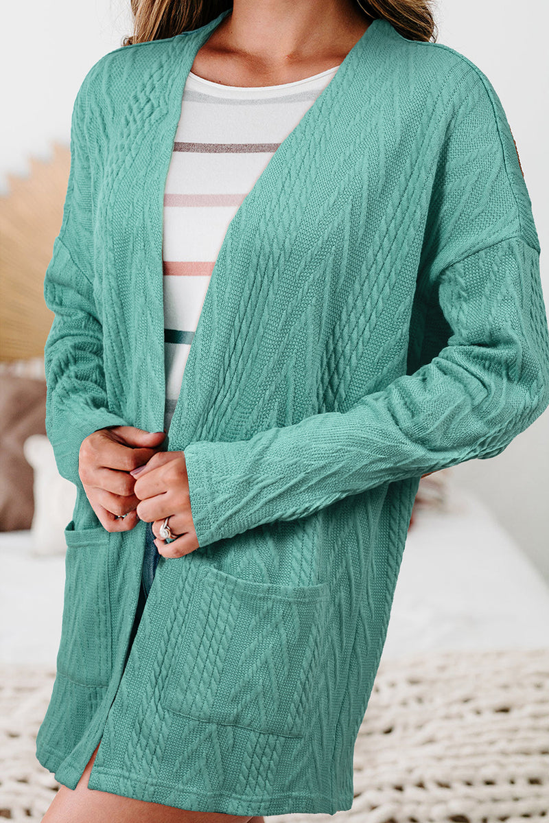 Canton  Solid Textured Open Front Cardigan with Pocket